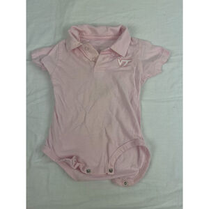Baby Girl Virginia Tech Hokies Snap Bottom Short Sleeve Bodysuit Size Small Pink